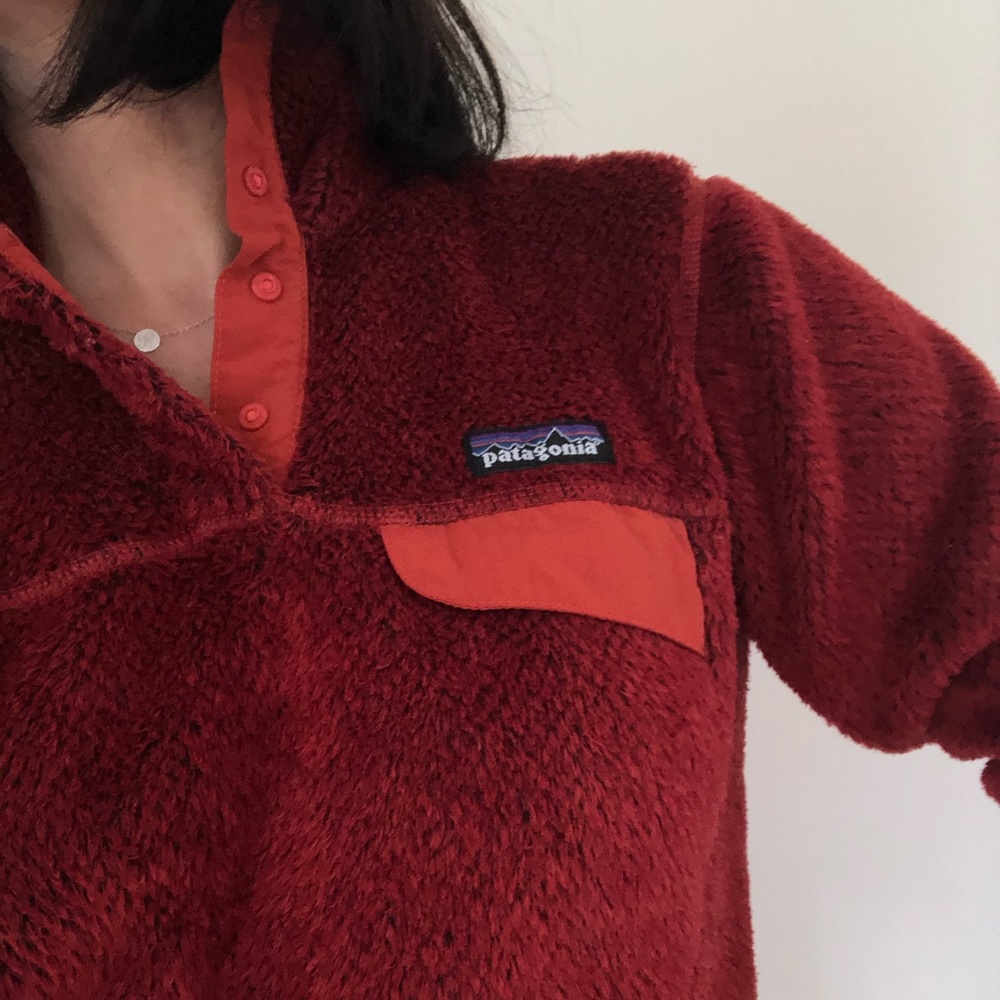 Patagonia snap-T red fleece pullover. Size S.